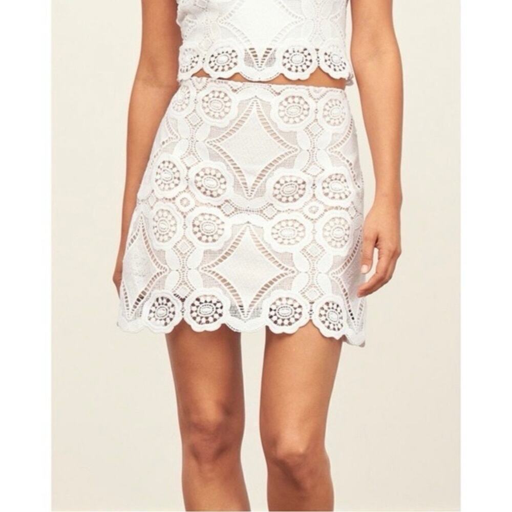 NWT Abercrombie & Fitch White Lace Eyelet Skirt White Sz 10 Romantic cottagecore